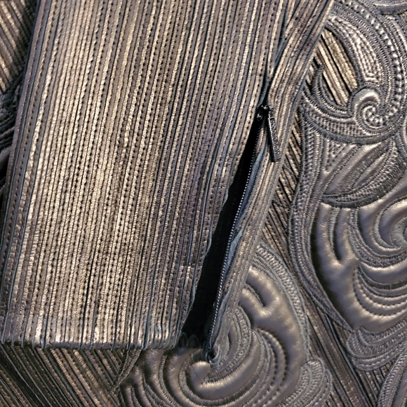 ROBERTO CAVALLI Black Leather Mini Dress Women's Size 44 - Picture 8 of 16